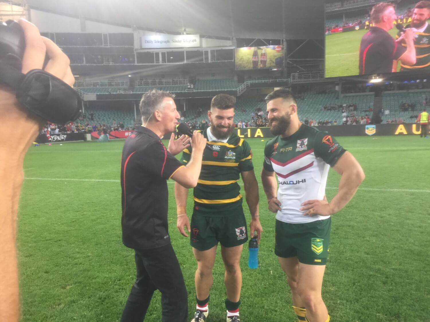 RL World Cup 2017 post match interview with the twins. Sydney Football Stadium